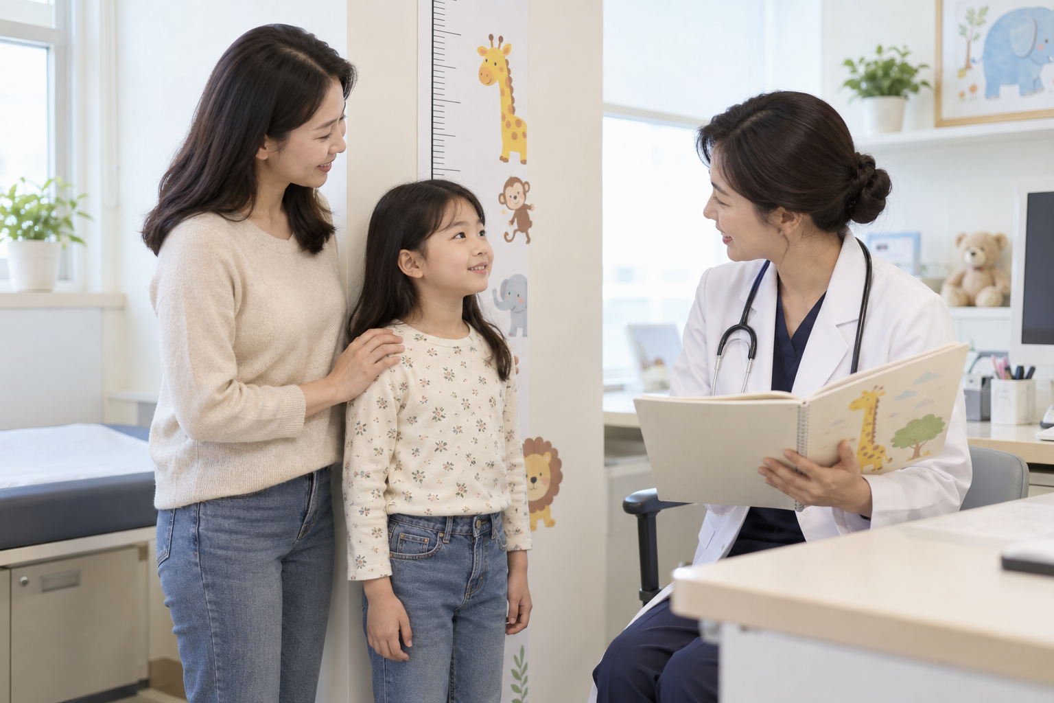 아이 성조숙증이 걱정될 때, 이차성징 기록과 소아내분비 진료 준비와 관련해 부모와 아이가 실제 상황에서 다음 행동을 확인하는 장면