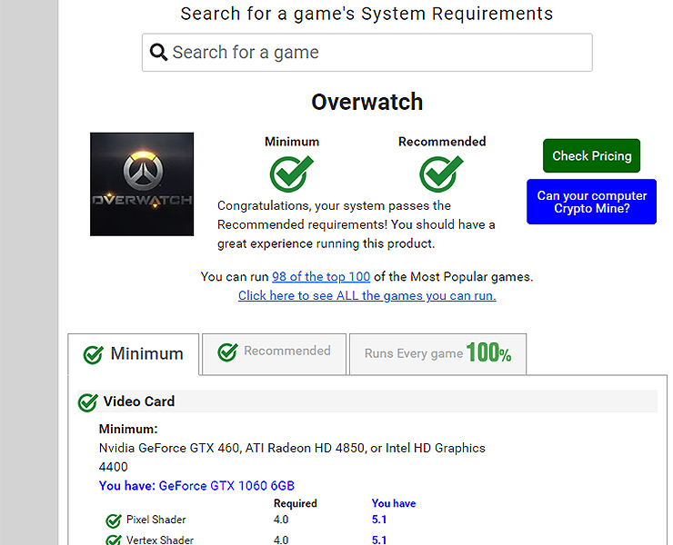 오버워치 그리고 내 컴퓨터 사양 비교