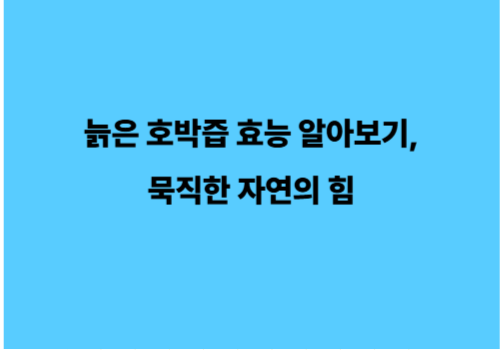 늙은 호박즙 효능 알아보기,묵직한 자연의 힘