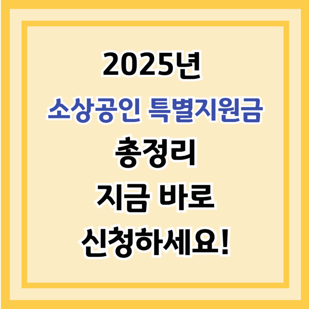 2025년 소상공인 특별지원금 총정리 – 지금 바로 신청하세요!