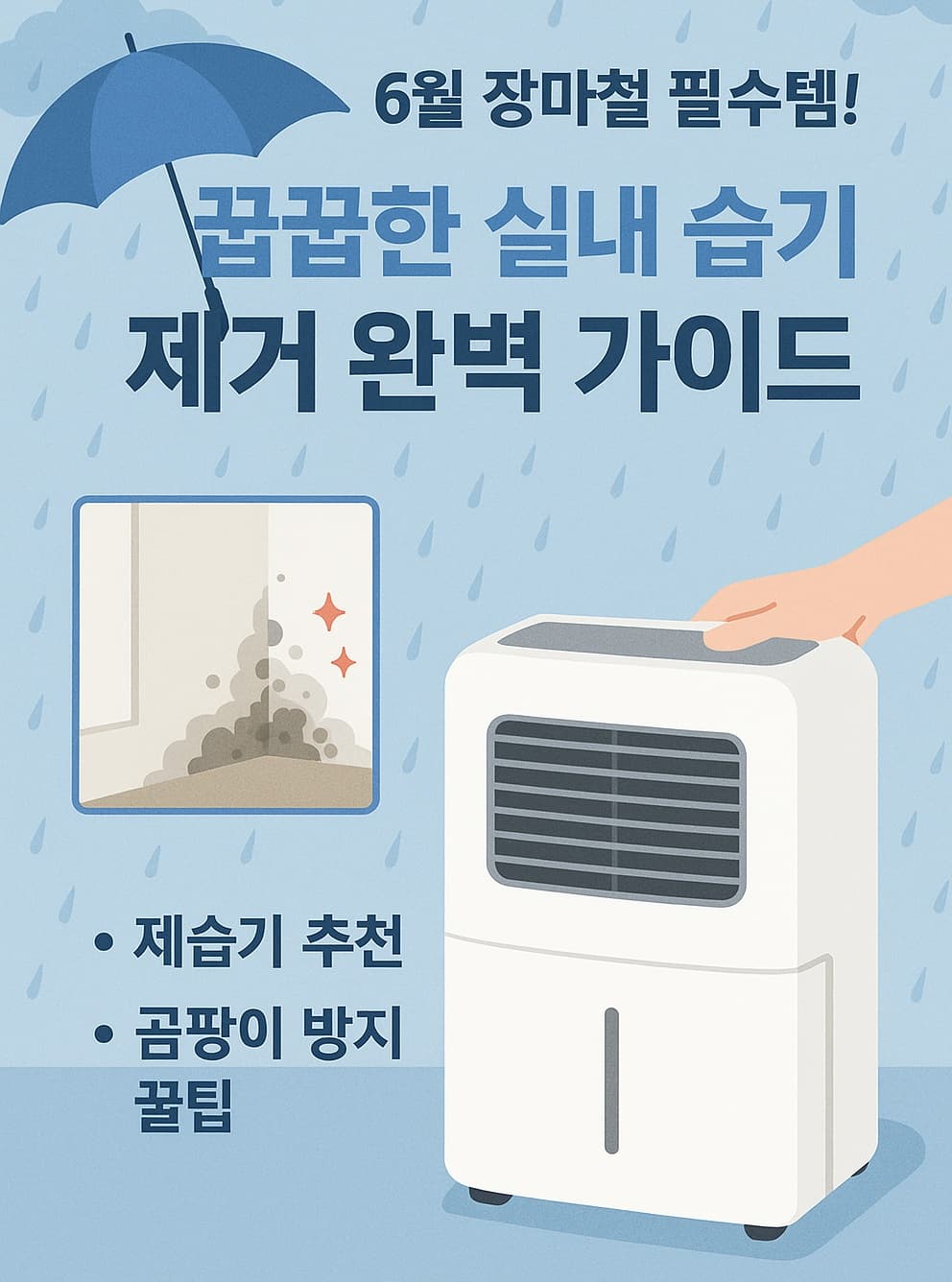🌧️6월 장마철 필수템: 꿉꿉한 실내 습기 제거 완벽 가이드 (제습기 추천, 곰팡이 방지 꿀팁)