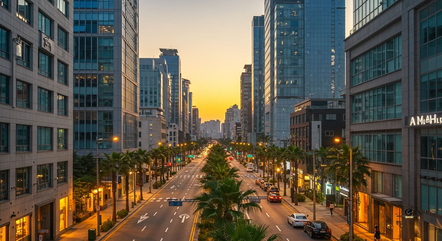 번화가 빌딩들 사진