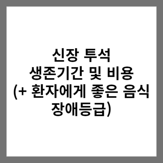 신장 투석 생존기간 및 비용 (+ 환자에게 좋은 음식 장애등급)