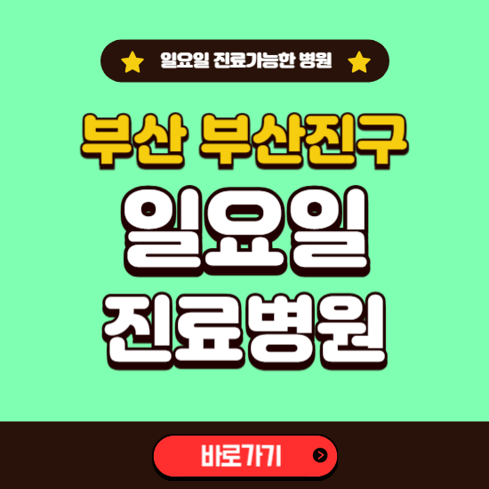 부산 부산진구 일요일 진료 가능한 병원 ❘ 주말 문여는 곳 총정리 (소아과, 내과, 안과, 치과, 피부과, 정형외과, 산부인과)