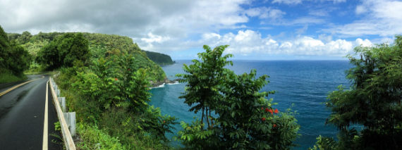 하와이 해안가 도로 사진