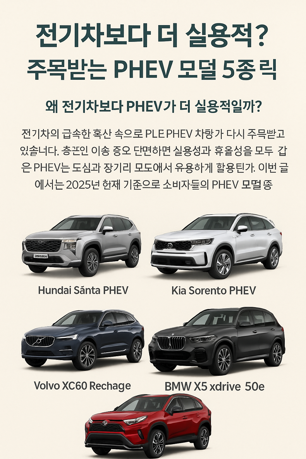 전기차보다 더 실용적? 주목받는 PHEV 모델 5종 총정리