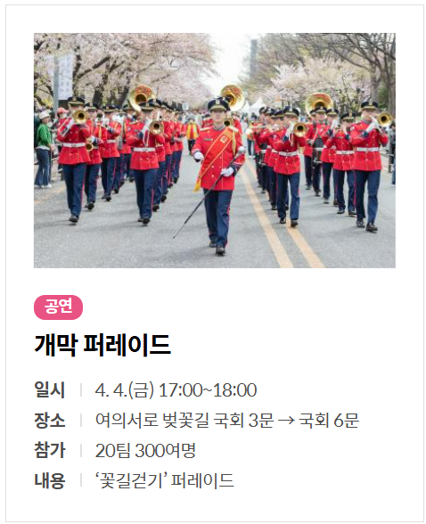 여의도 벚꽃축제 개막 퍼레이드
