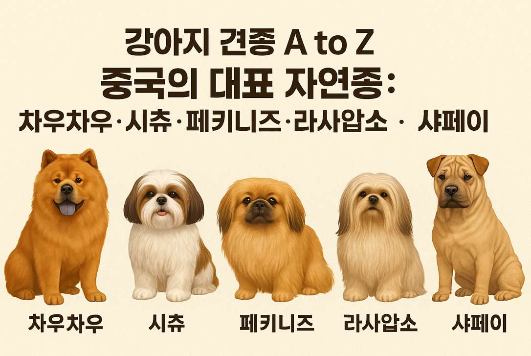 중국의 대표 자연종: 차우차우·시츄·페키니즈·라사압소·샤페이 이미지