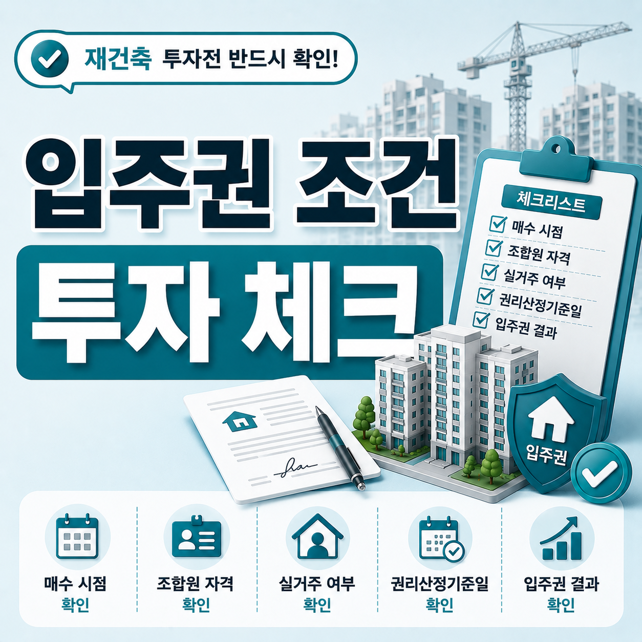 재건축 투자 전 매수 시점과 조합원 자격 조건 확인 안내