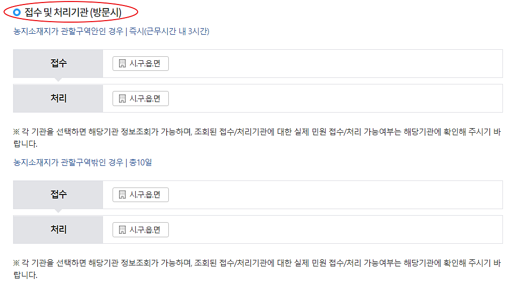 신청-처리기관-사이트