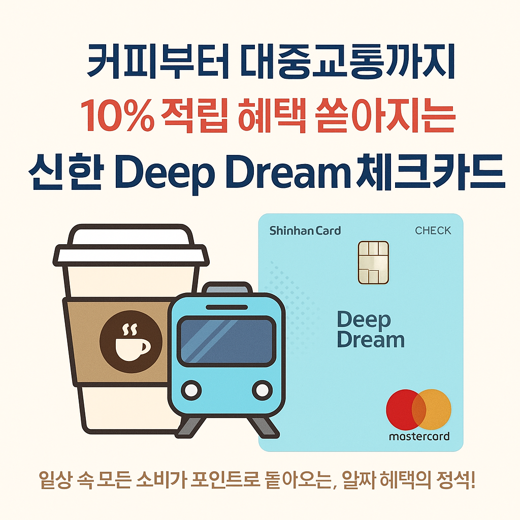 커피부터 대중교통까지! 10% 적립 혜택 쏟아지는 신한 Deep Dream 체크카드 총정리