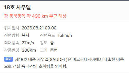 18호 태풍사우델 경로