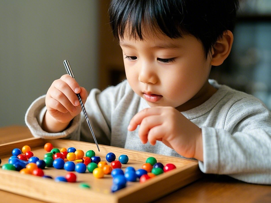 손끝 근육을 키우는 소근육 발달 놀이 교구 사용 장면