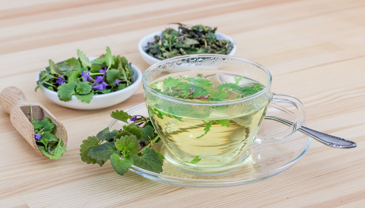 유럽인의 폐 건강 음식 허브와 차