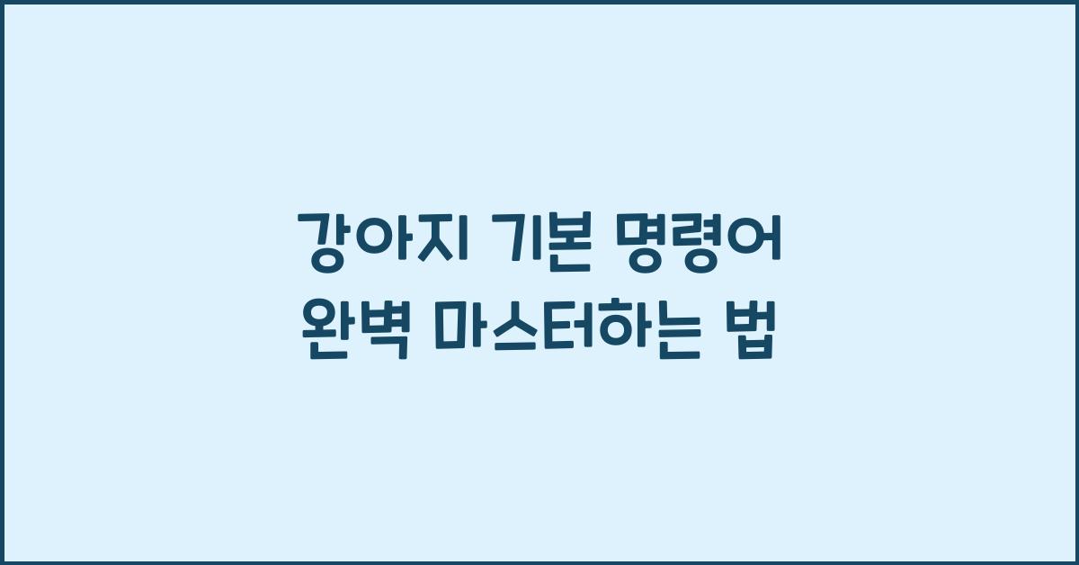 강아지 기본 명령어