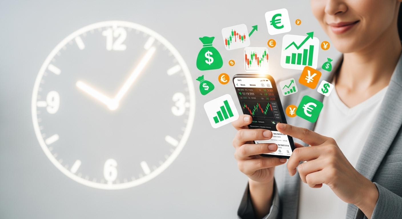 스마트폰으로 금융뉴스 확인하는 사진