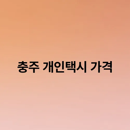 충주 개인택시 가격