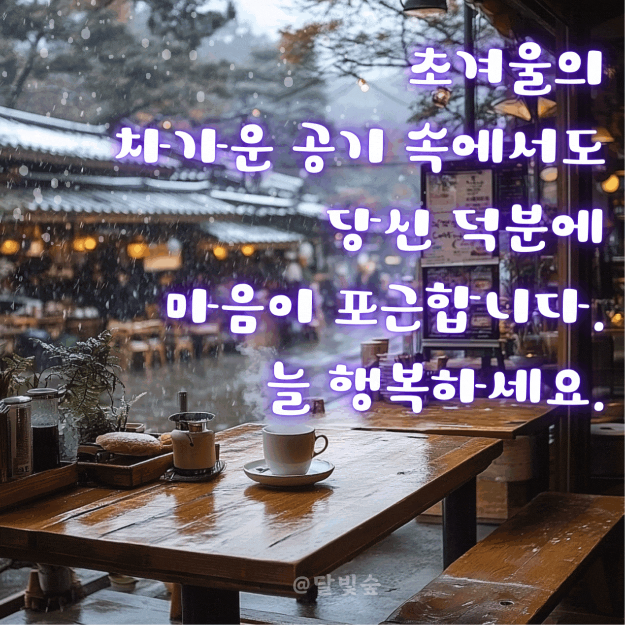 달빛숲 눈내리는 날 카톡인사 고마움 표현