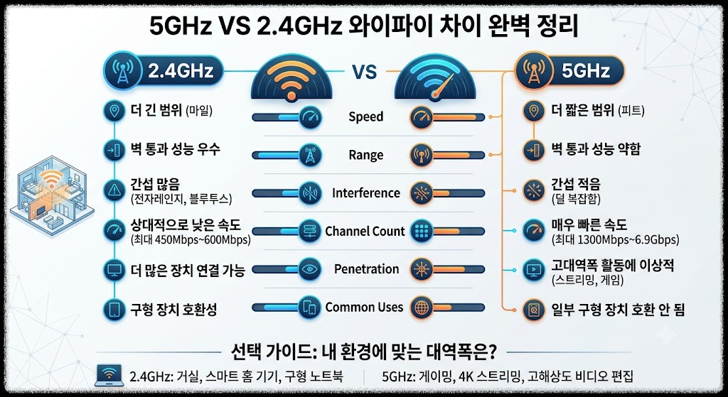 5GHz VS 2.4GHz 와이파이 차이 완벽 정리