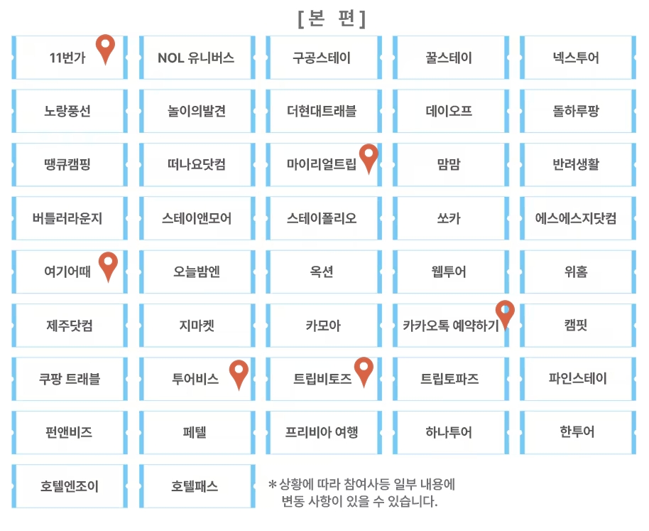 본편 쿠폰 발급 여행사 리스트