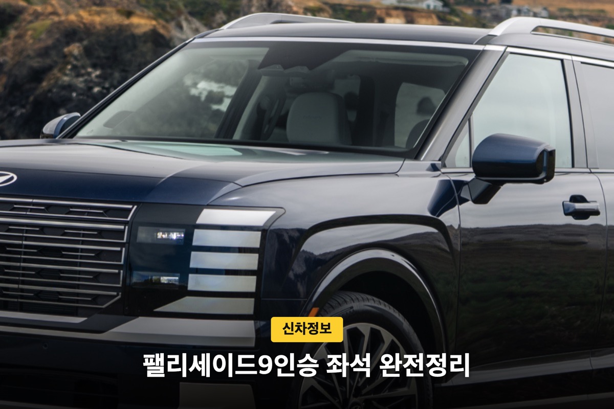 남색 신형 팰리세이드 전면 램프와 측면 확대 모습