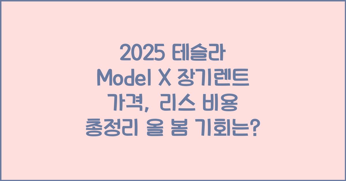 2025 테슬라 Model X 장기렌트 가격, 리스 비용 총정리