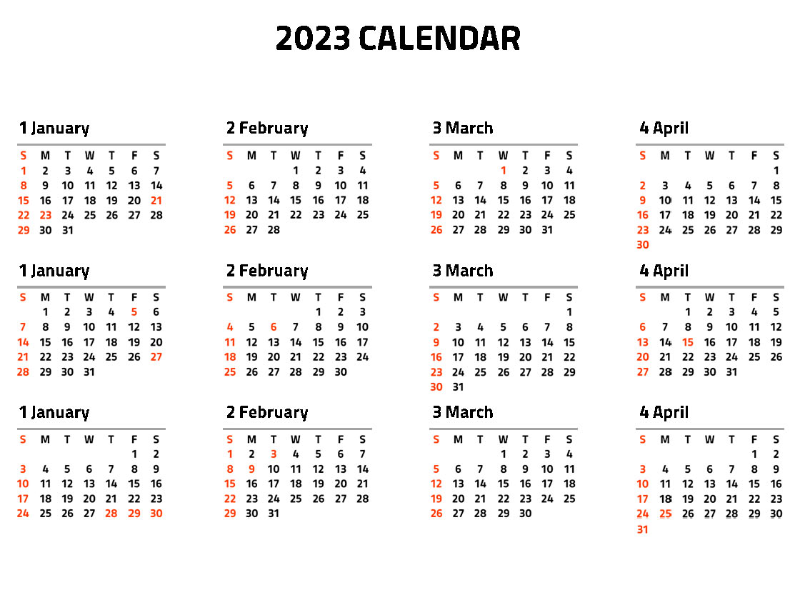 2023년 무료 달력 이미지 샘플 1