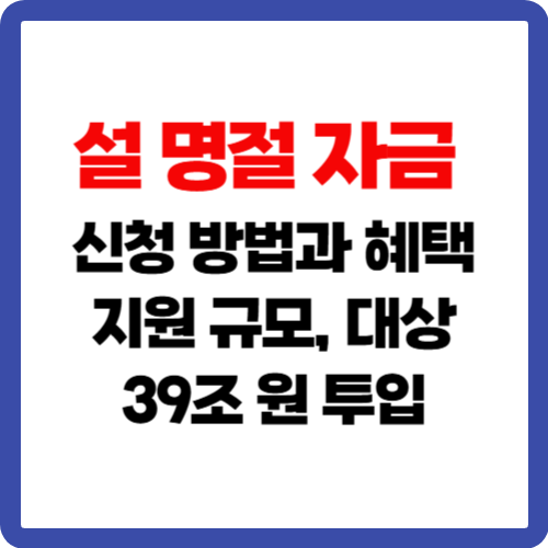 설 명절 자금 신청 방법과 혜택, 지원 규모, 대상 39조 원 투입