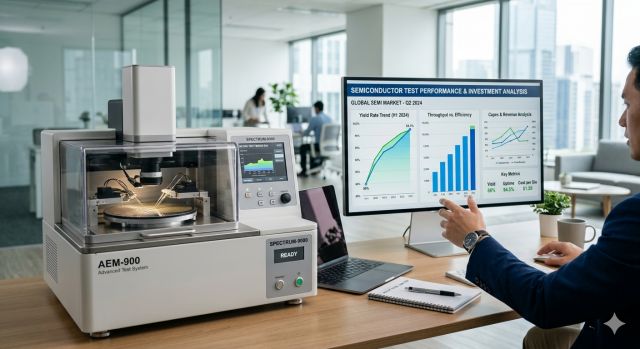 리노공업 주가 전망과 반도체 시장 분석 그래프를 확인하는 투자자 모습
