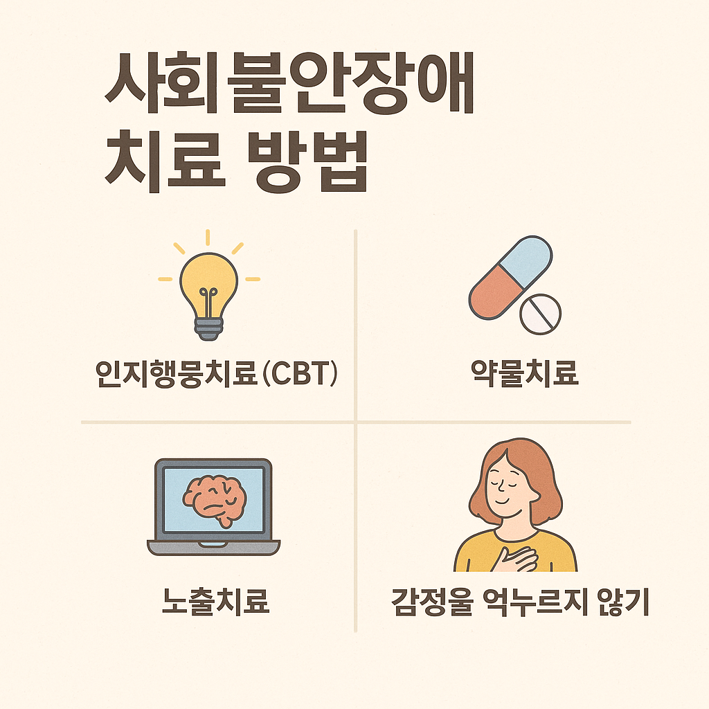 사회불안장애 치료 방법 인포그래픽