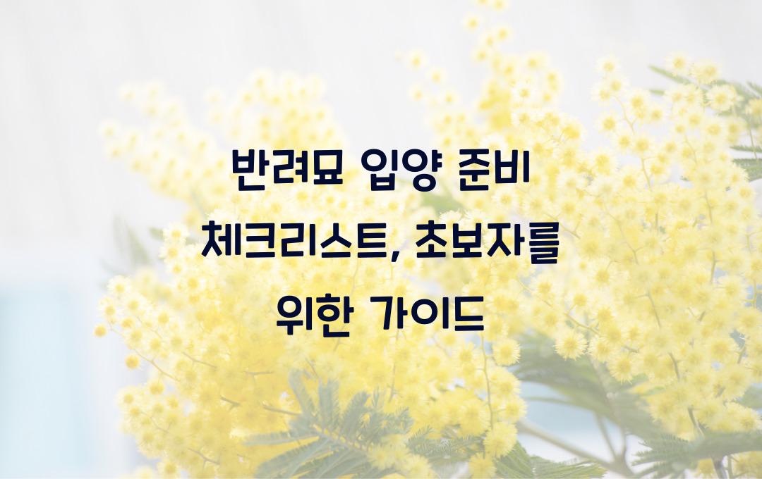 반려묘 입양 준비 체크리스트