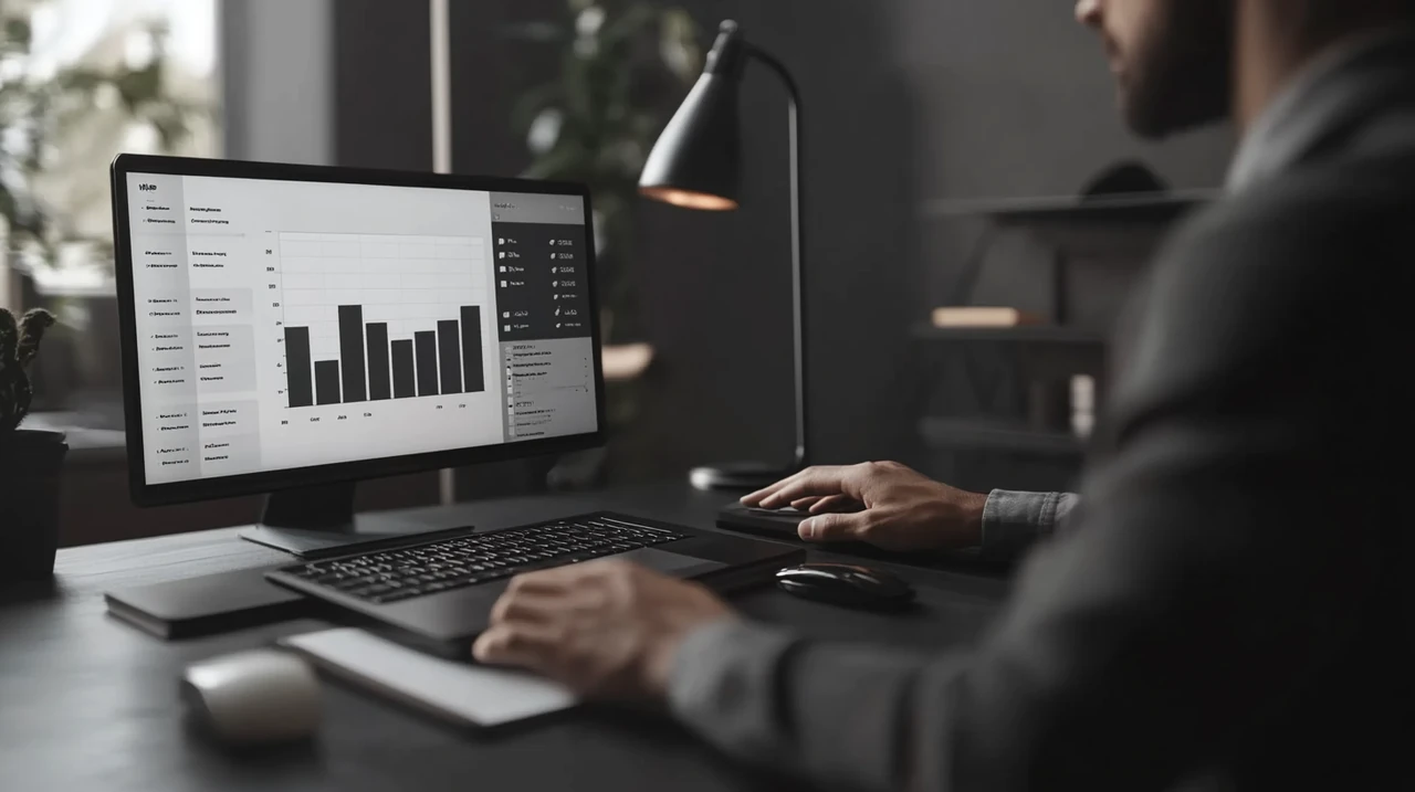 금융 전문가가 현대 사무실 환경에서 ETF 포트폴리오 다각화 전략에 대해 설명하는 모습. 부드러운 조명이 강조하는 명확하고 정밀한 설명. 금융 전략, ETF 포트폴리오, 전문가 조언.