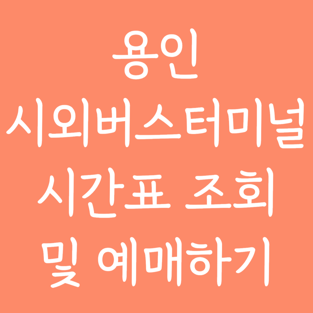 용인 시외버스터미널 시간표조회 및 예매하기
