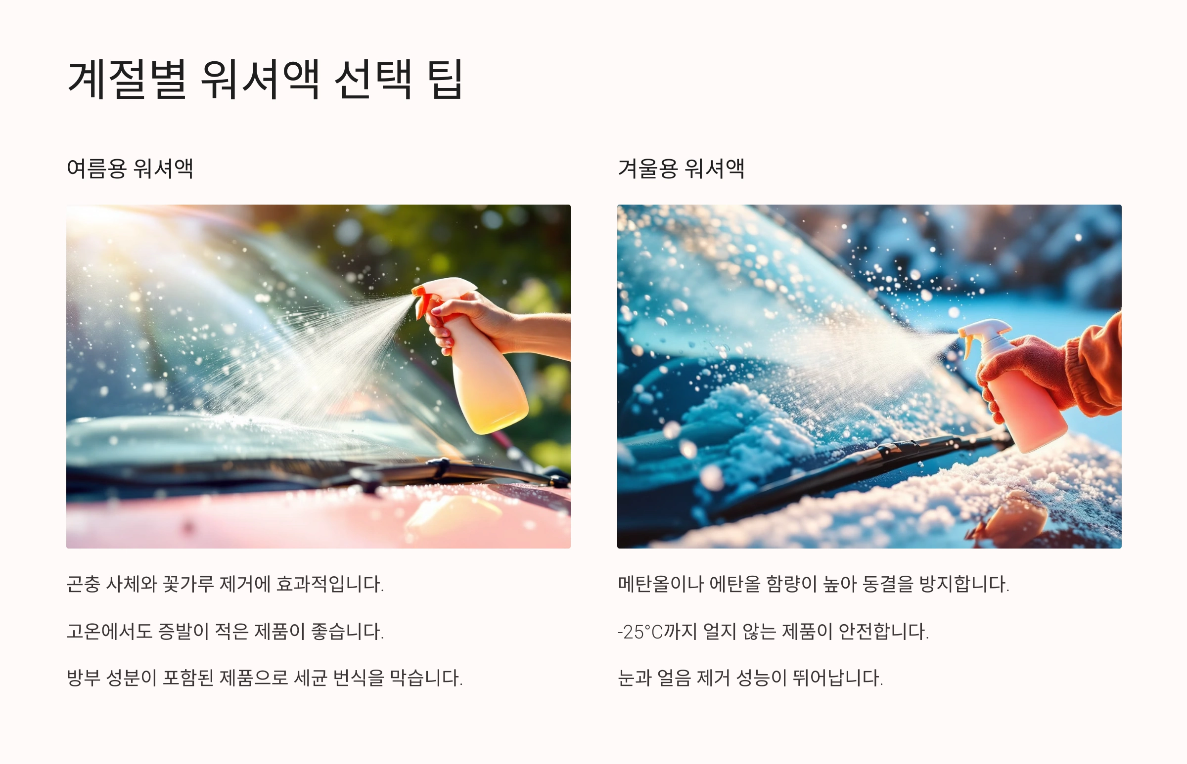 ❄ 계절별 워셔액 선택 팁