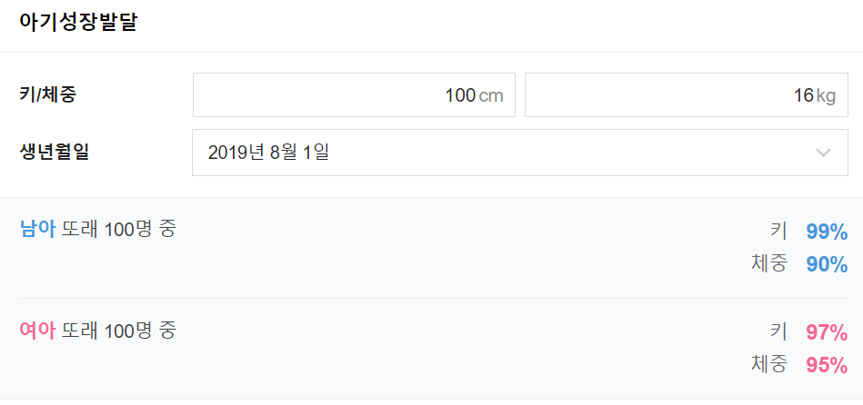아기성장발달 백분위