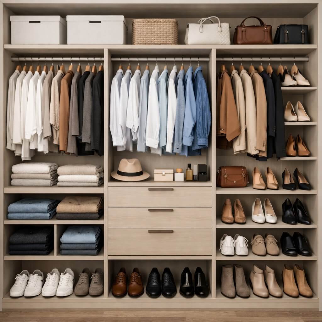 정리된 옷장 내부