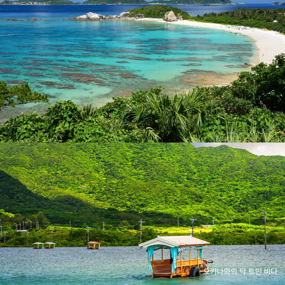 오키나와 렌터카 드라이브 코스, 코우리 대교 위를 달리는 풍경