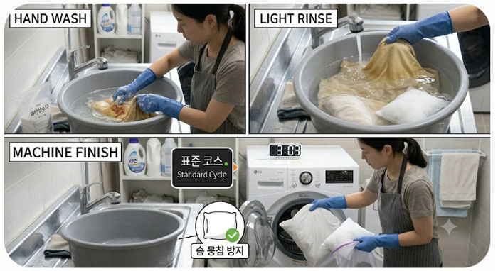 가볍게 애벌빨래 후 세탁기로 마무리
