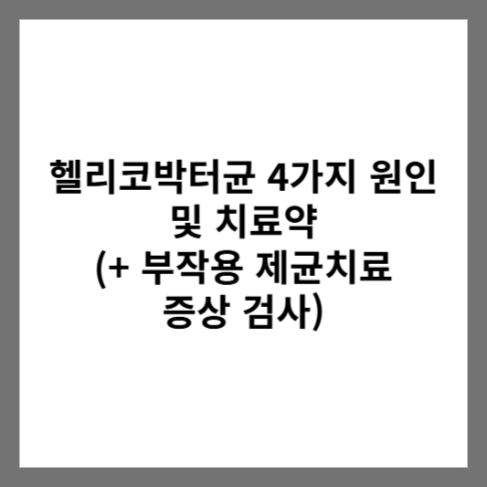 헬리코박터균 4가지 원인 및 치료약 (+ 부작용 제균치료 증상 검사)