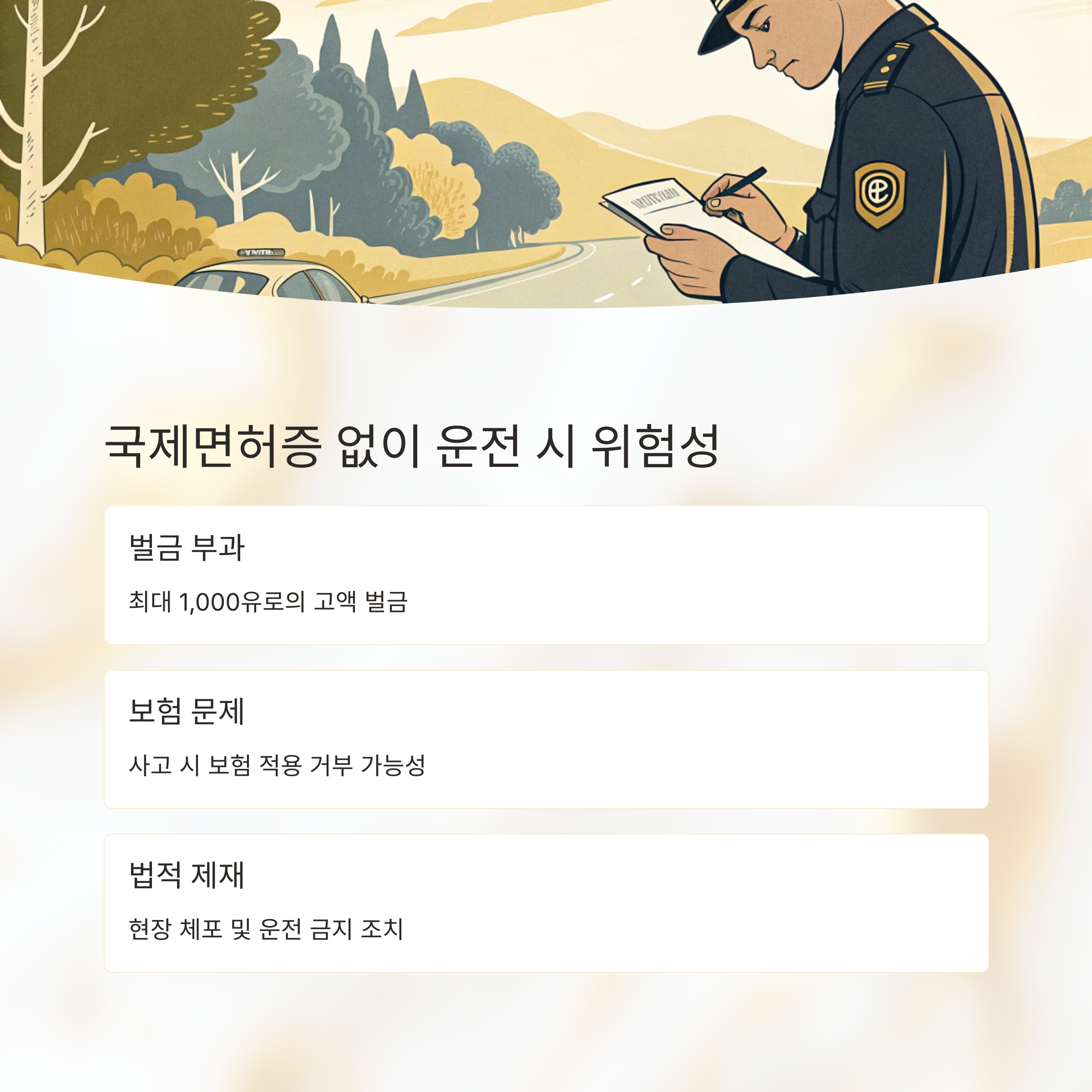 국제면허증 없이 운전 시 위험성