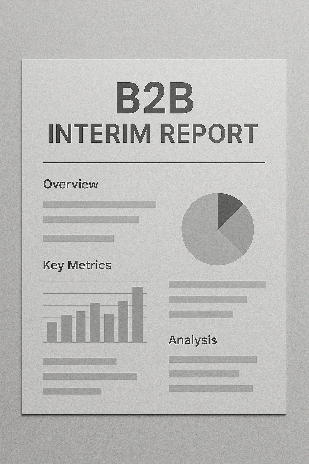 회색톤의 세련된 B2B 중간결산 보고서 배경