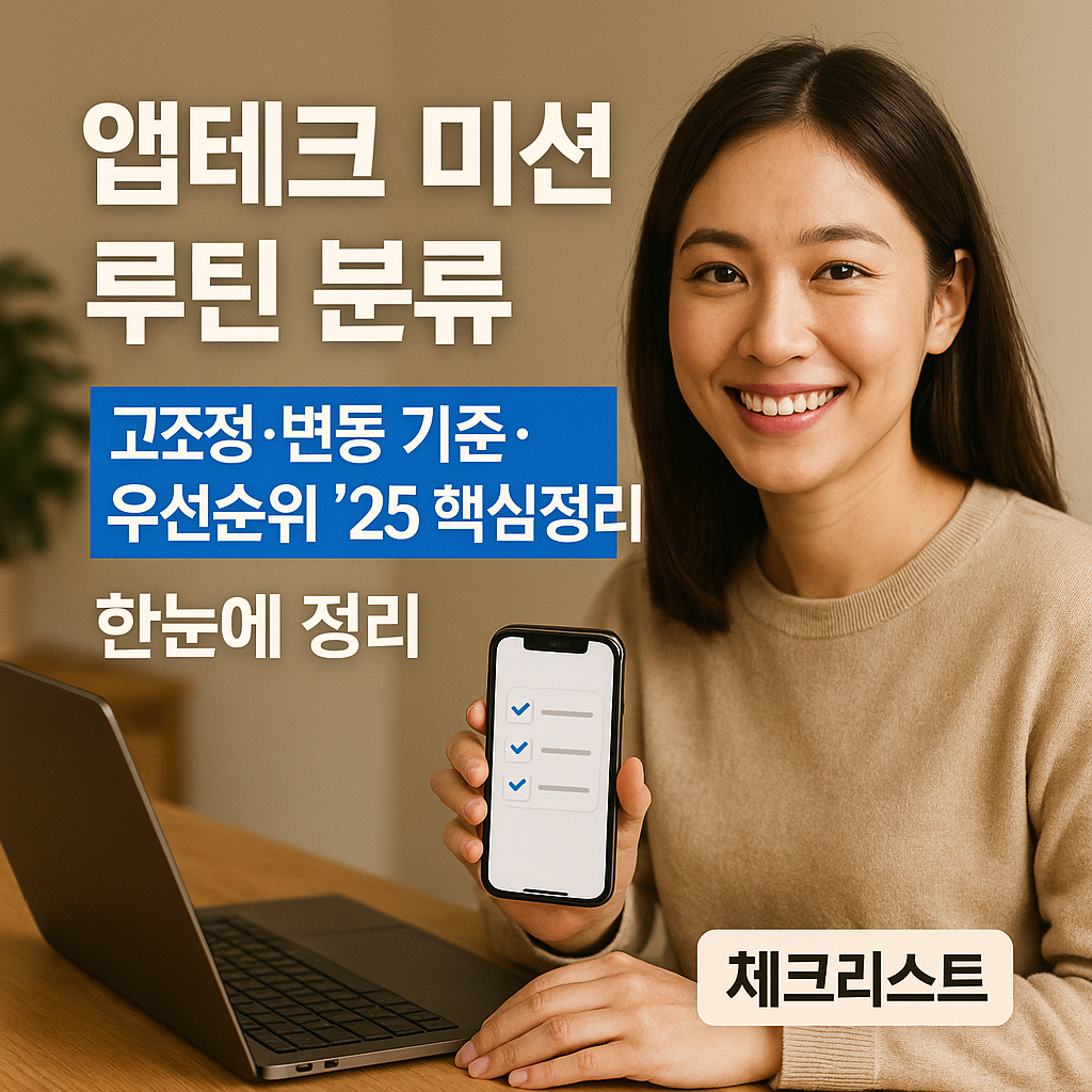 앱테크 미션 루틴 분류 ｜ 고정&middot;변동 기준&middot;우선순위 &rsquo;25 핵심정리