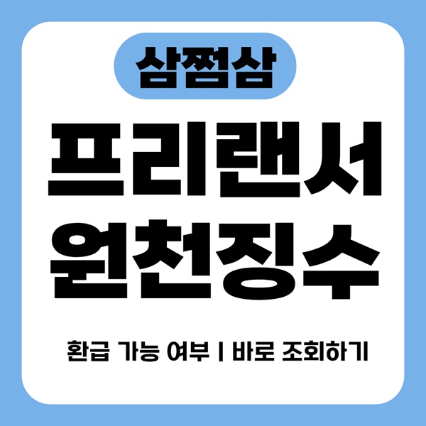 삼쩜삼 프리랜서 원천징수 환급 가능 여부|바로 조회하기