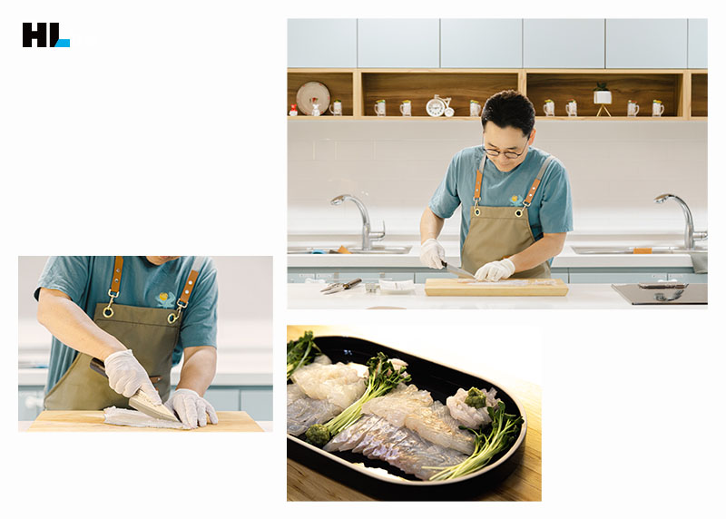 광어 횟감을 손질하는 이현용 팀장.