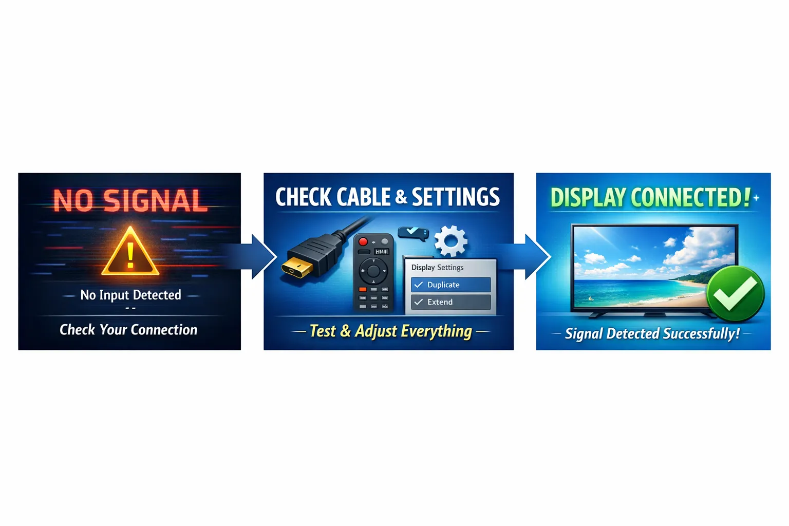 HDMI 연결 오류 (케이블 점검, 입력 설정, 여분 보관)