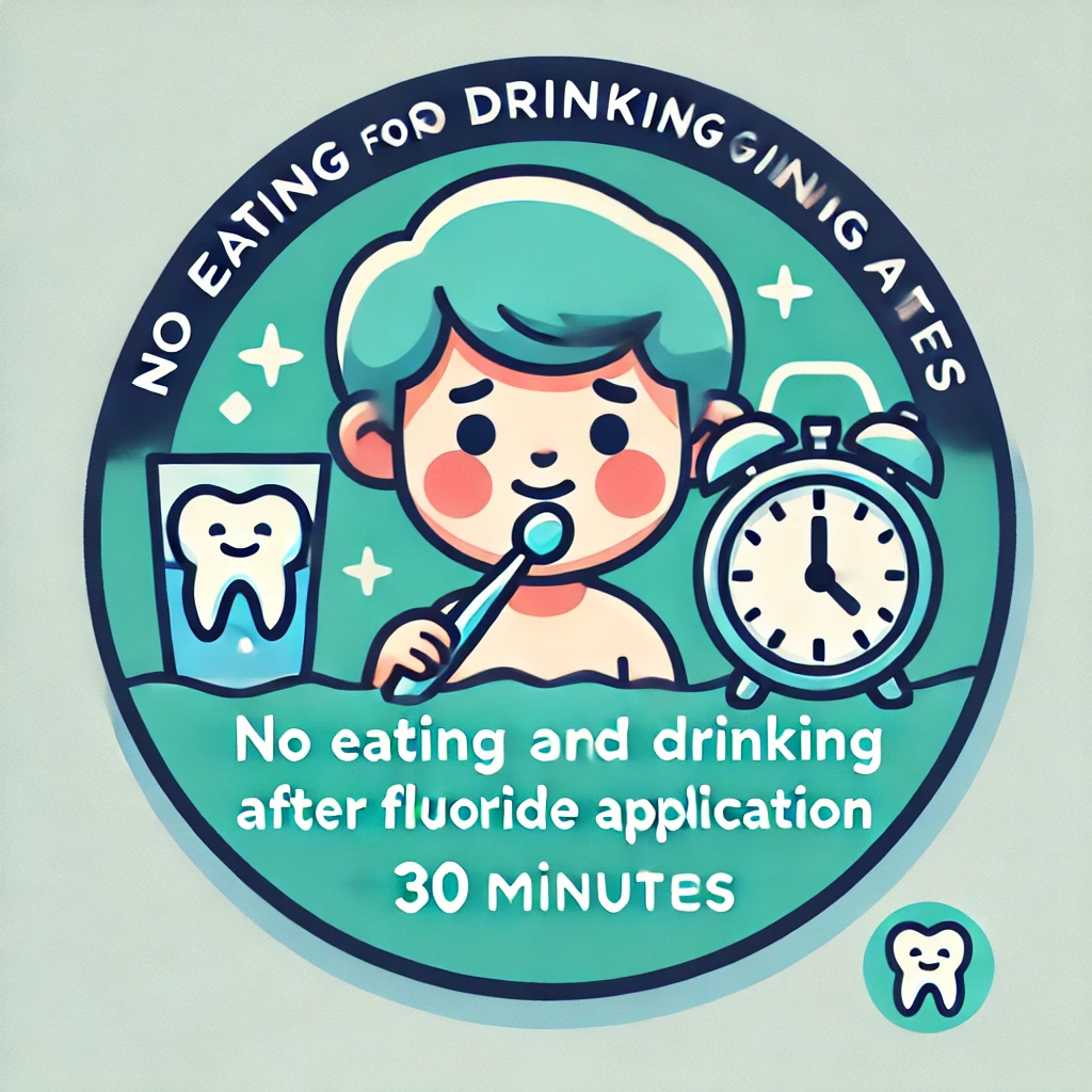 불소 도포 후 30분간 음식 섭취 금지 안내 이미지