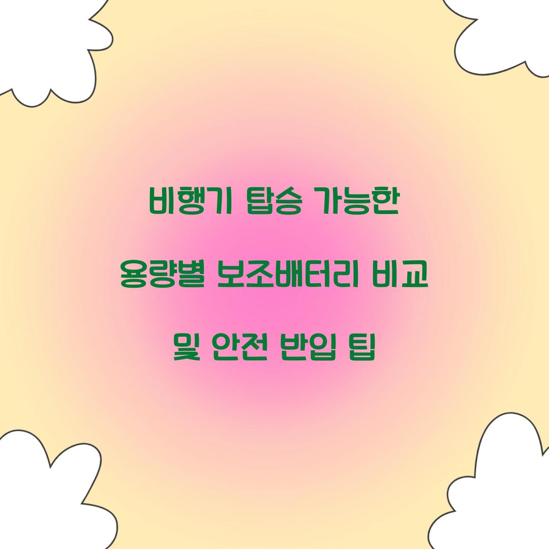 비행기 탑승 가능한 용량별 보조배터리 비교