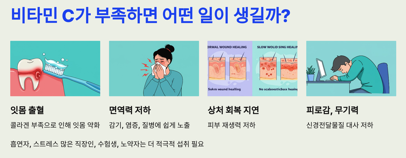 비타민 C가 부족하면 어떤 일이 생길까?