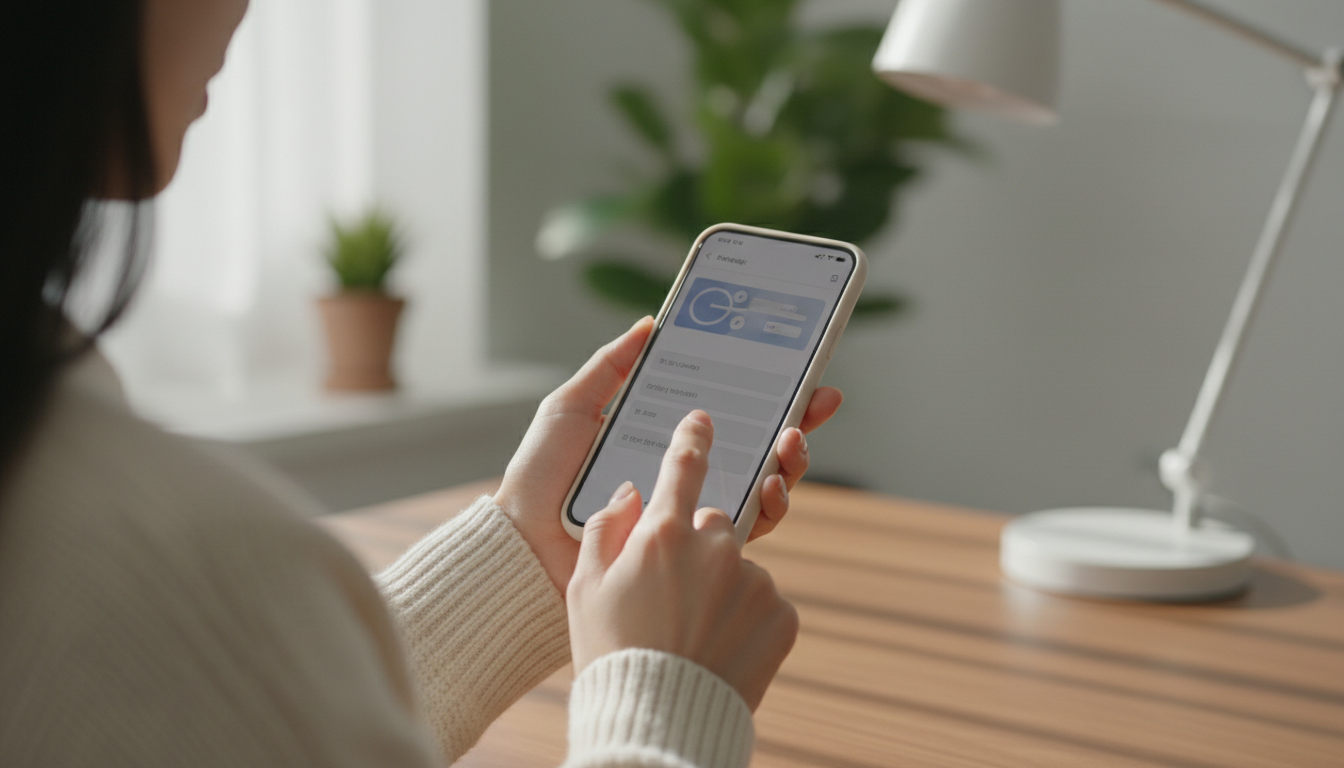 스마트폰으로 종량제닷컴 회원가입 또는 지역을 선택하는 젊은 한국 여성의 손