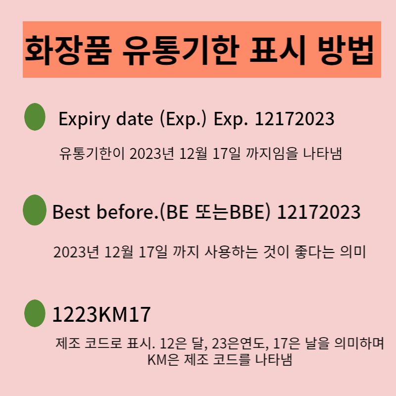 화장품 유통기한 표시방법 